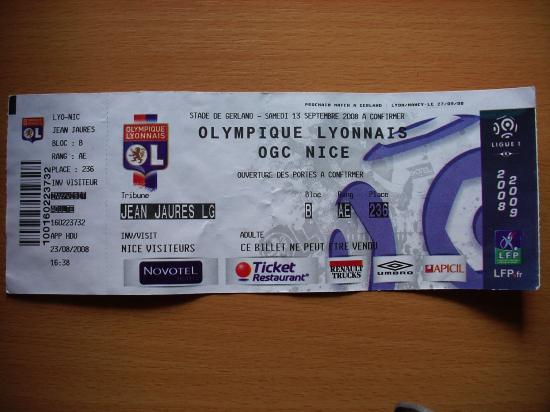 Billet Olympique Lyonnais - OGC Nice