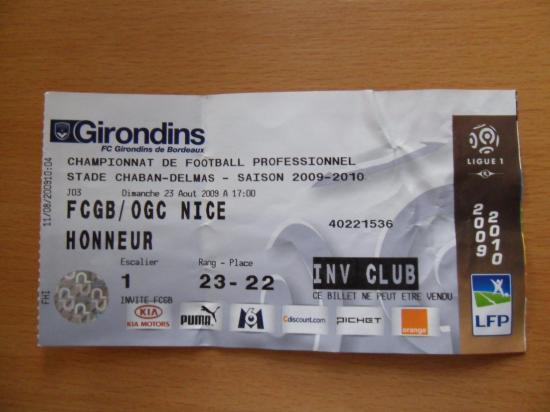 Billet du match